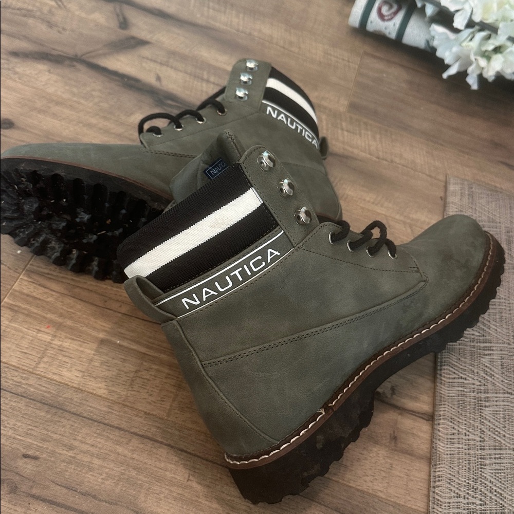 Nautica Olive Lace-Up Boots